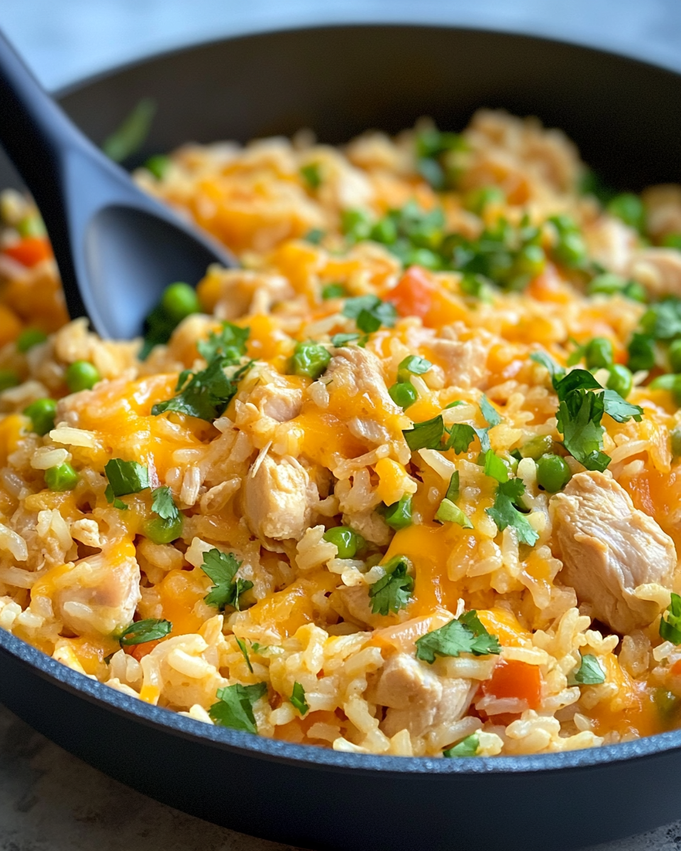 Southwest Skillet Chicken and Rice in pressure cooker sizzling and ready to serve