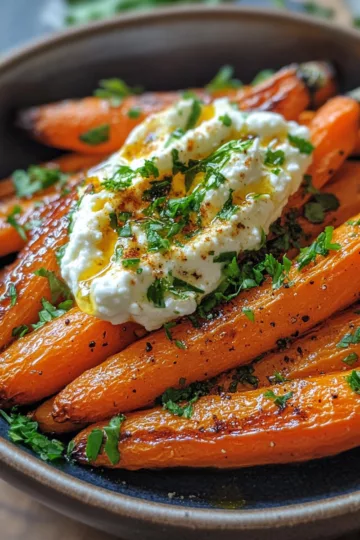 Roasted Carrots with Whipped Ricotta & Hot Honey - Keto Spoonful taken with iphone 15 pro max --iw 2 --ar 4:5 --v 6.1 --raw