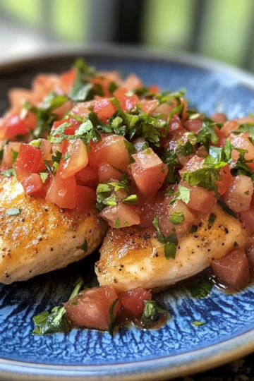 Salsa Fresca Baked Chicken taken with iphone 15 pro max --iw 2 --ar 4:5 --v 6.1 --raw