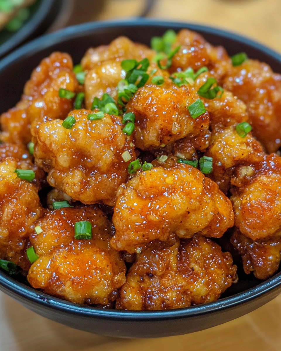 Crispy garlic and ginger chicken cooking in pressure cooker