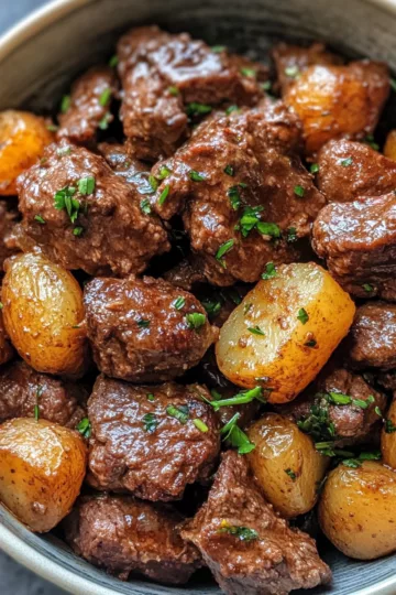 slow cooker garlic butter beef bites potatoes taken with iphone 15 pro max --iw 2 --ar 4:5 --v 6.1 --raw