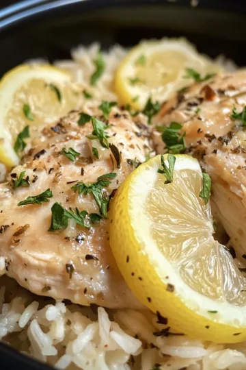 slow cooker lemon herb chicken and rice taken with iphone 15 pro max --iw 2 --ar 4:5 --v 6.1 --raw