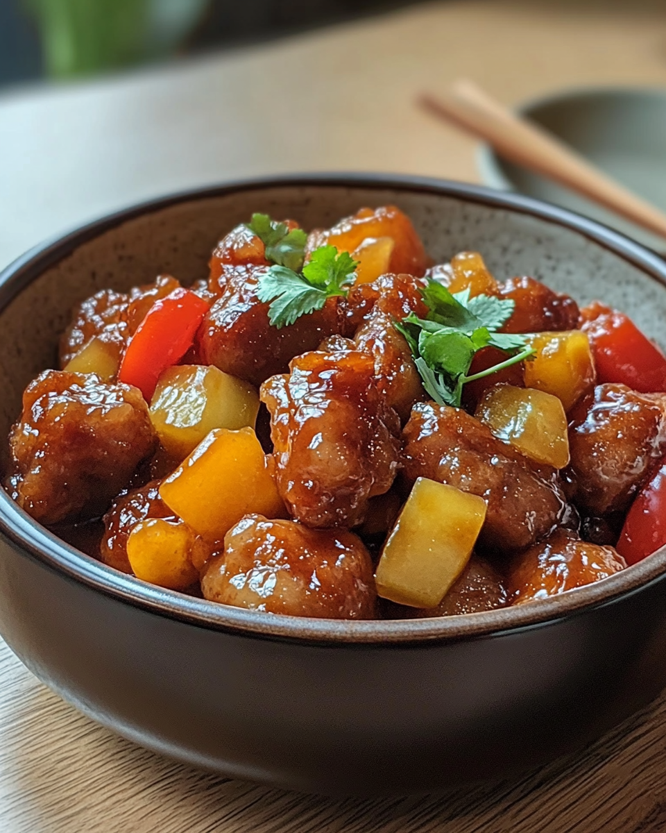 Ingredients for sweet and sour pork arranged and ready