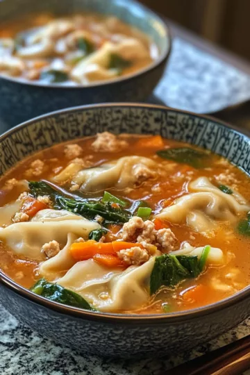 Tasty Thai Potsticker Soup Gluten Free taken with iphone 15 pro max --iw 2 --ar 4:5 --v 6.1 --raw