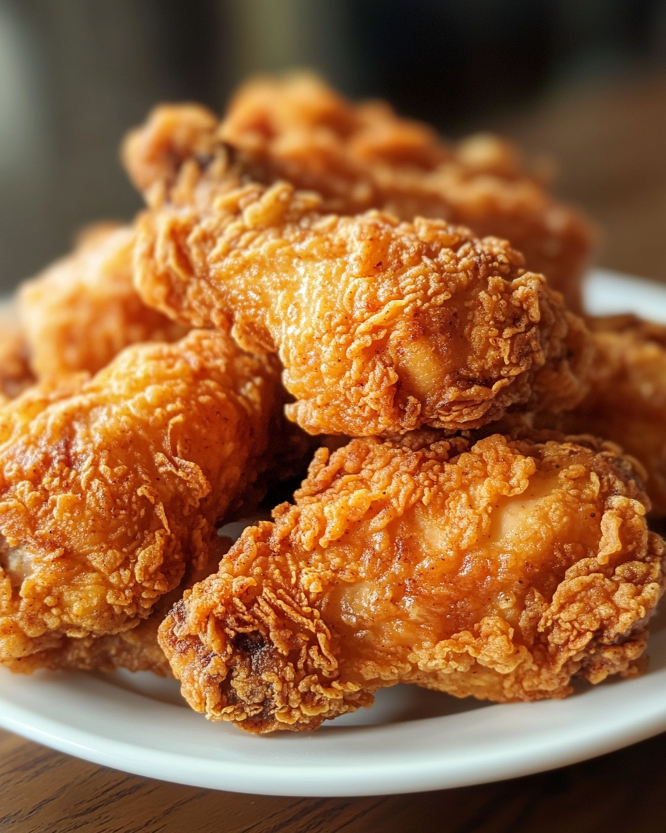 Golden crispy finished Texas Roadhouse country fried chicken served on plate
