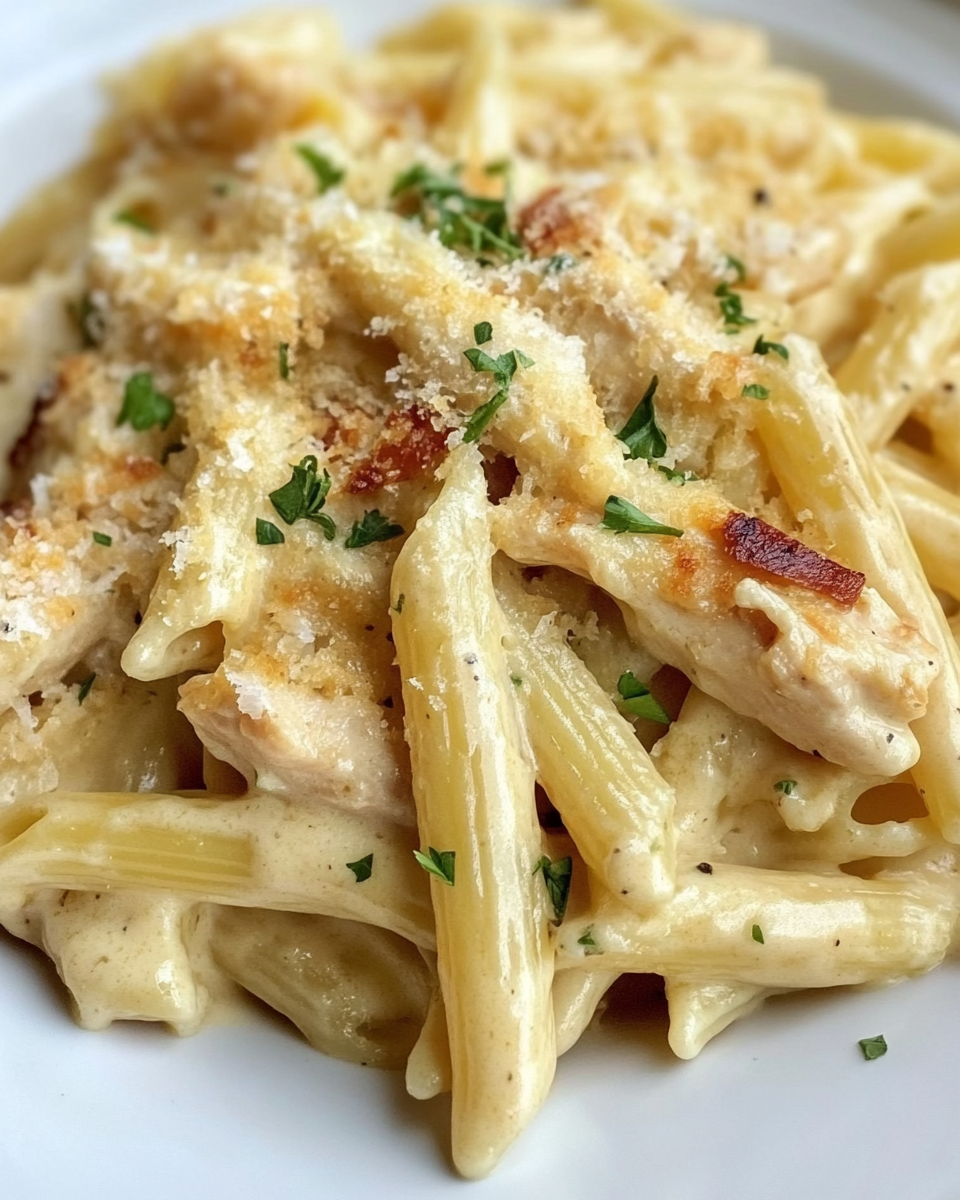 Crack chicken pasta sizzling in pressure cooker with ranch seasoning and bacon