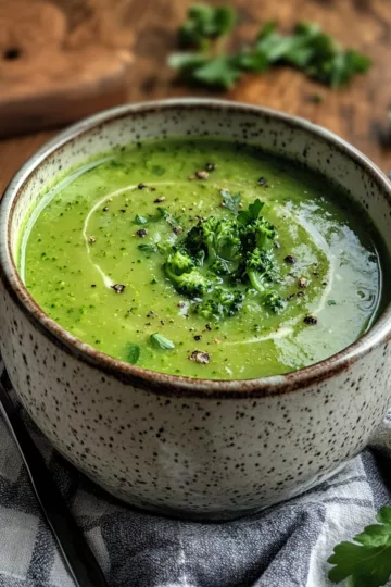 Warming Italian Broccoli Soup taken with iphone 15 pro max --iw 2 --ar 4:5 --v 6.1 --raw