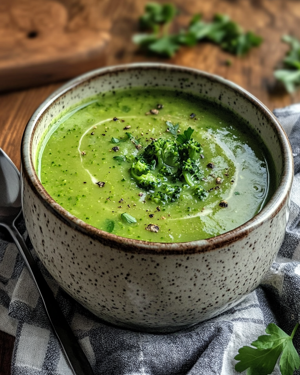 Fresh pressure cooker with Hungarian Romanesco broccoli soup simmering
