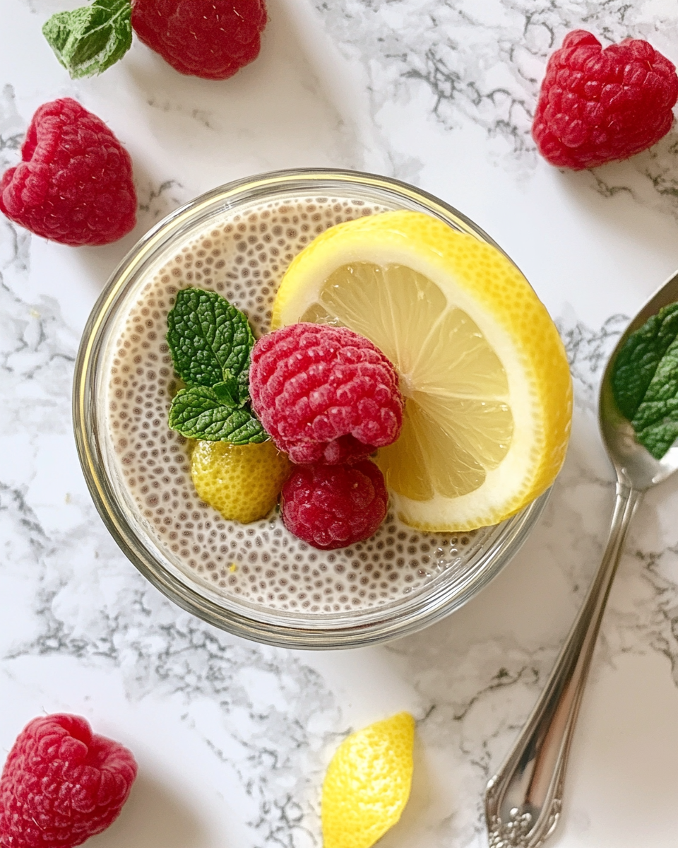 Ingredients and mixed liquid base for lemon cream chia pudding