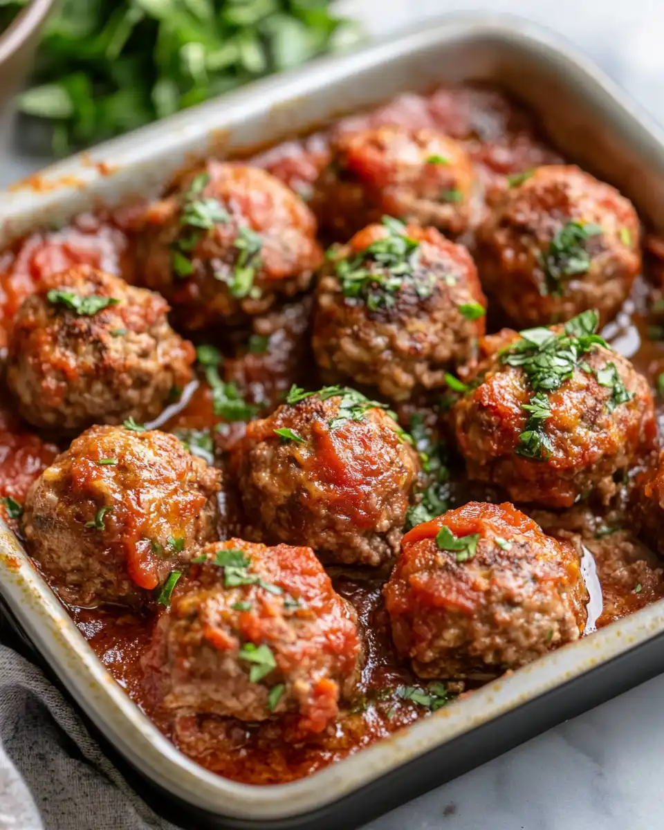 Shaped ground beef meatballs on parchment ready for baking