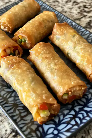 Air Fried Tofu Veggie Spring Rolls taken with iphone 15 pro max --iw 2 --ar 4:5 --v 6.1 --raw