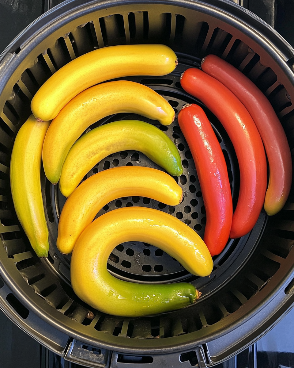 Golden crispy air fryer banana peppers fresh and crunchy