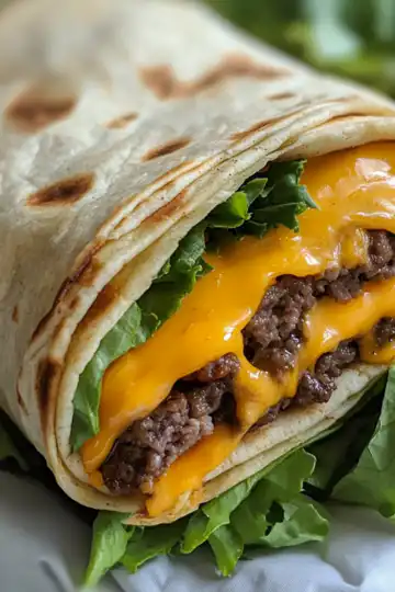 Air Fryer Cheeseburger Wraps taken with iphone 15 pro max --iw 2 --ar 4:5 --v 6.1 --raw