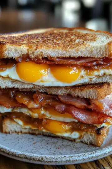 Apple Butter Sandwich With Eggs And Bacon taken with iphone 15 pro max --iw 2 --ar 4:5 --v 6.1 --raw