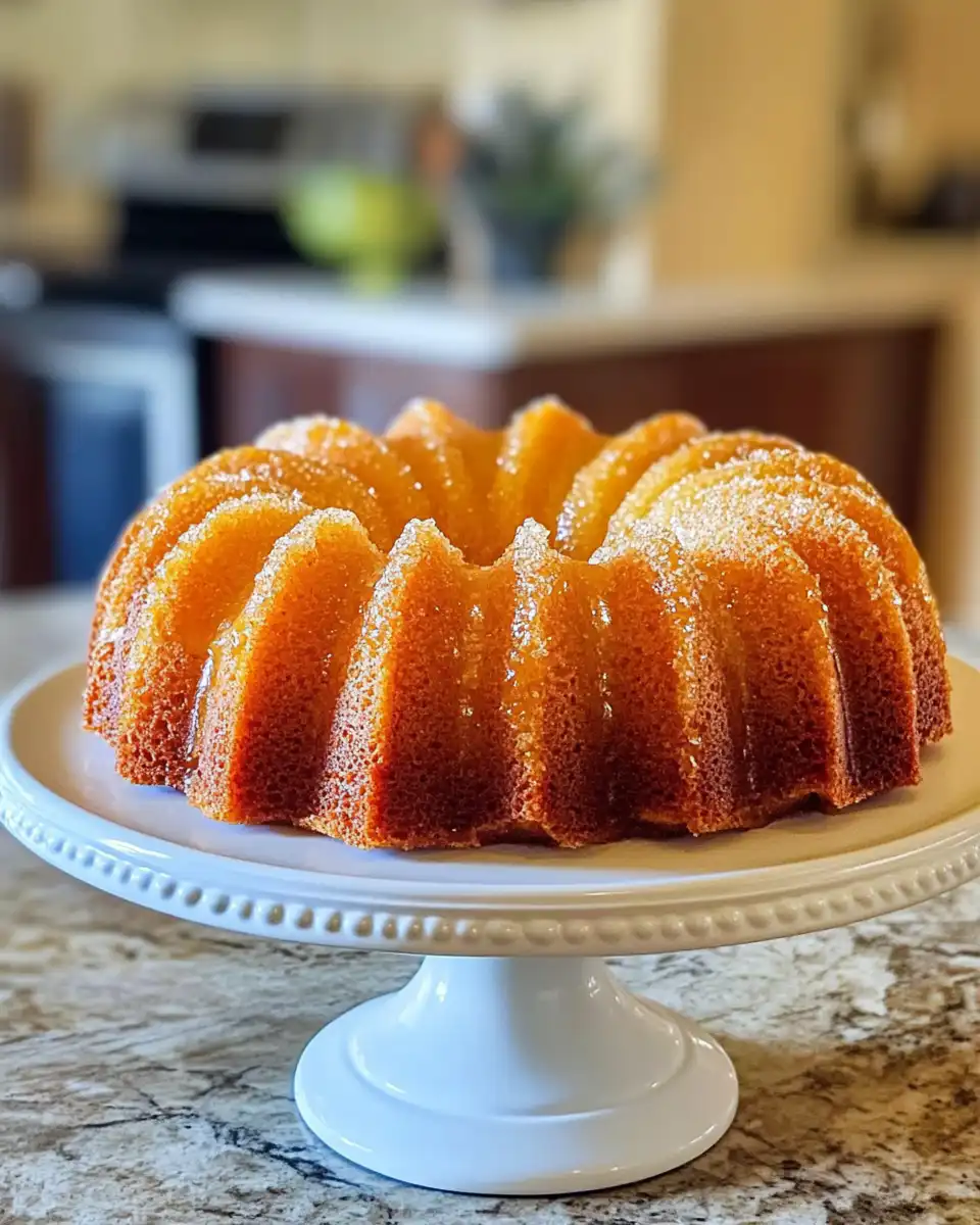 Pouring apple cider bundt cake batter into a bundt pan ready to bake