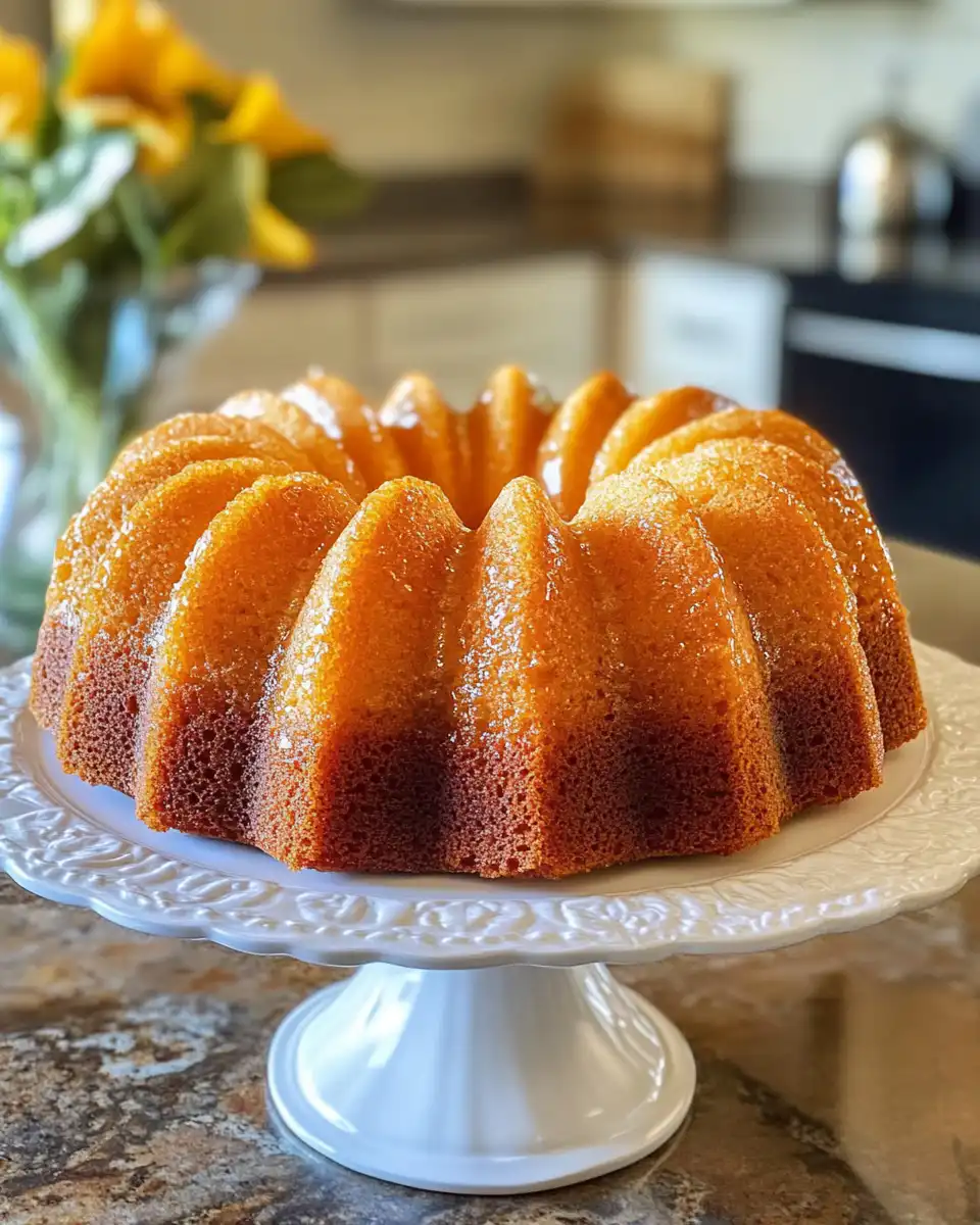 Close-up of apple cider bundt cake with tender crumb and golden crust