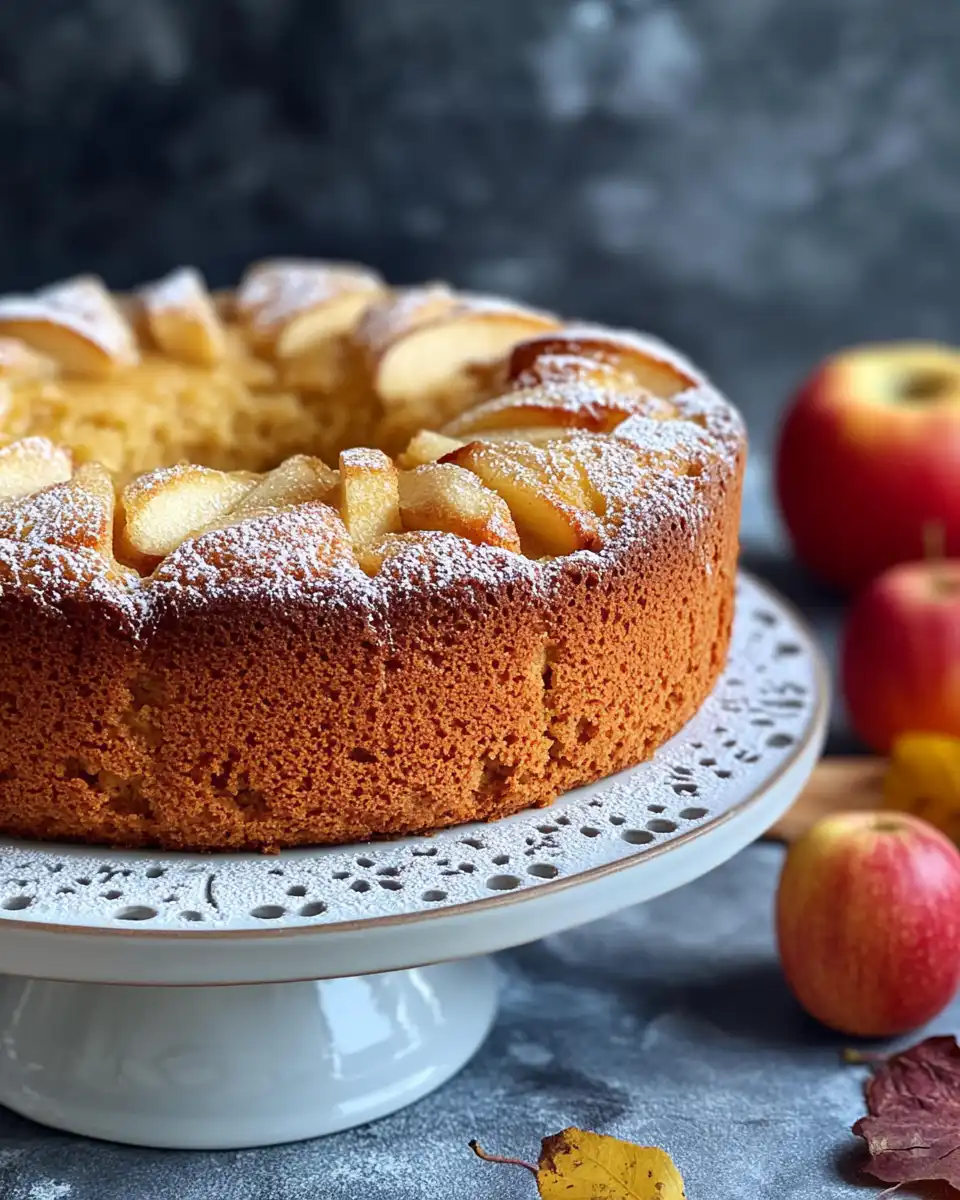 Ingredients for apple cider cake including flour, sugars, cinnamon, and apple cider