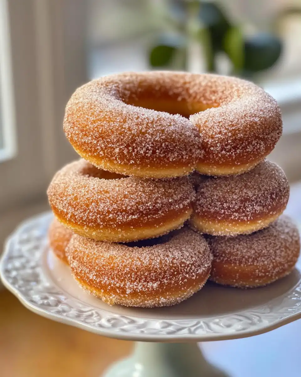 Plated glazed apple cider donut cake slice ready to enjoy
