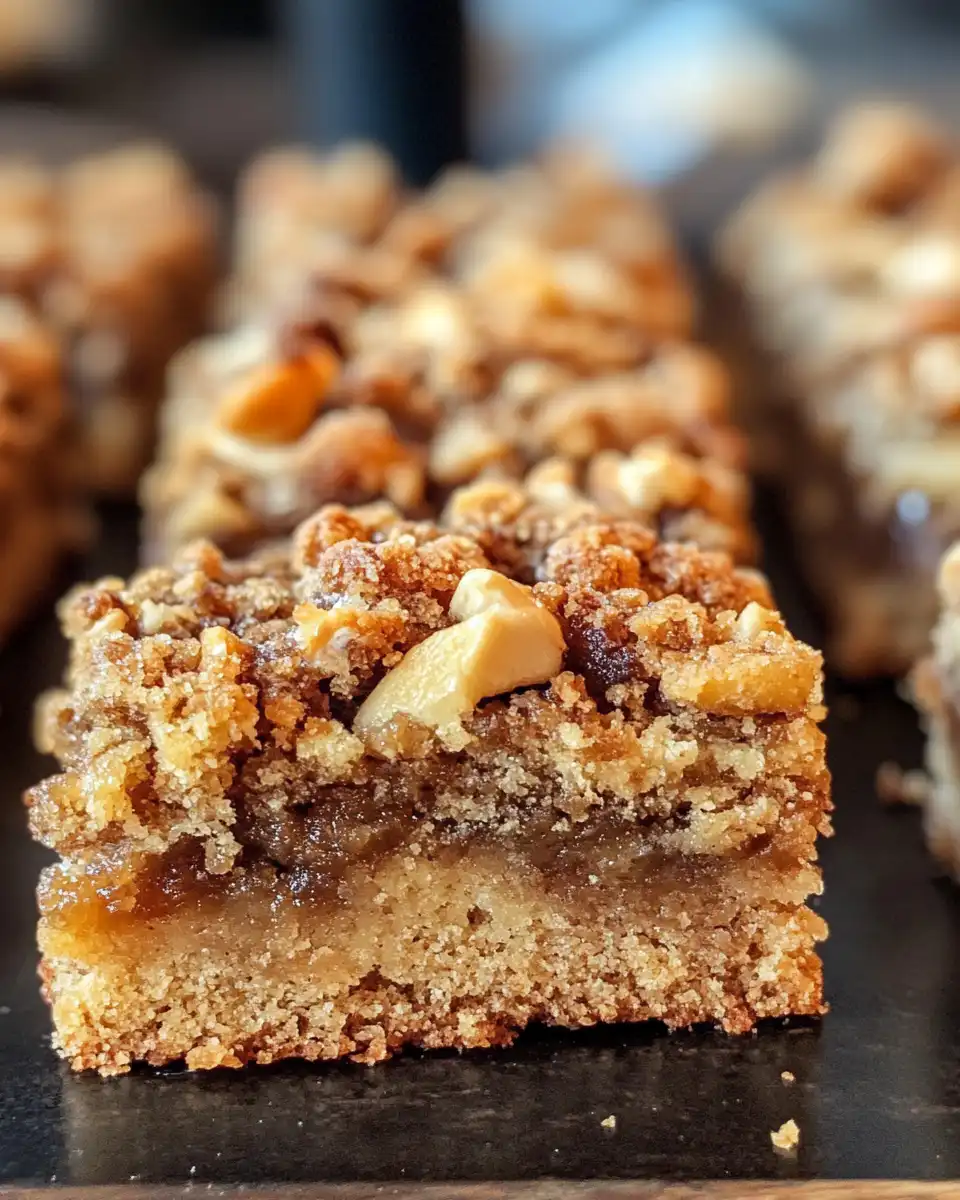 Freshly baked apple crisp shortbread bars straight from the oven