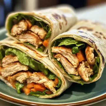 Asian Chicken Wraps taken with iphone 15 pro max --iw 2 --ar 4:5 --v 6.1 --raw