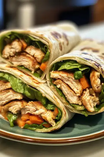 Asian Chicken Wraps taken with iphone 15 pro max --iw 2 --ar 4:5 --v 6.1 --raw