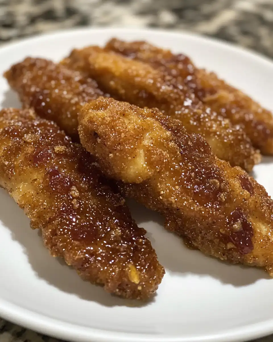 Crispy bacon wrapped brown sugar chicken tenders ready to serve on plate