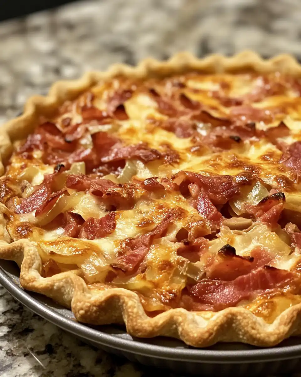 Finished bacon onion tomato pie fresh from pressure cooker