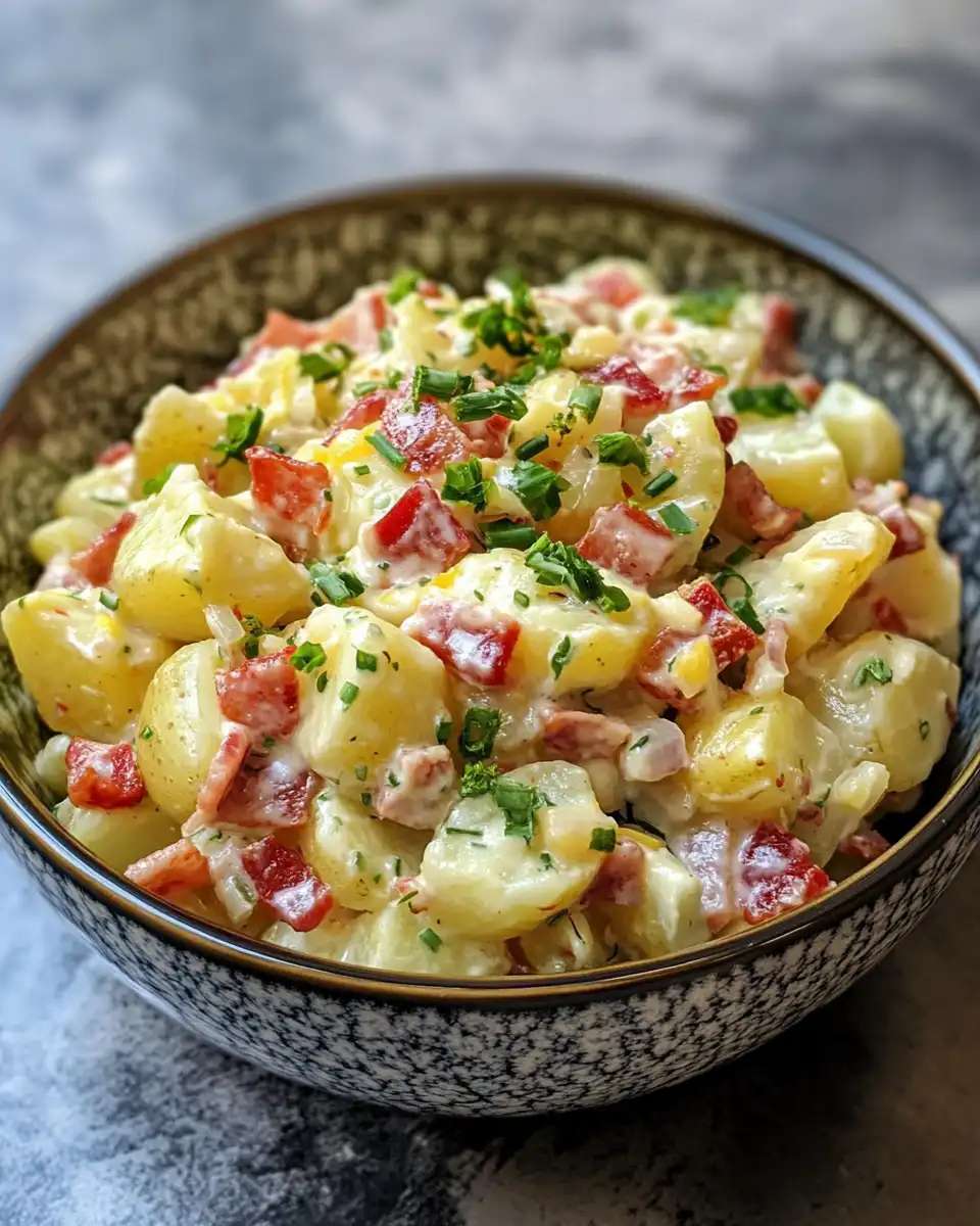 Bacon and red creamer potatoes cooking in pressure cooker