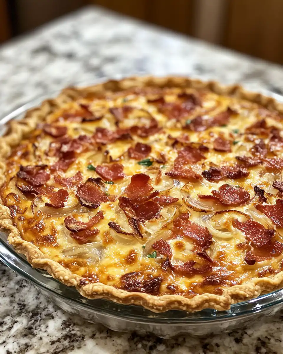Ingredients laid out for bacon tomato onion cheesy pie