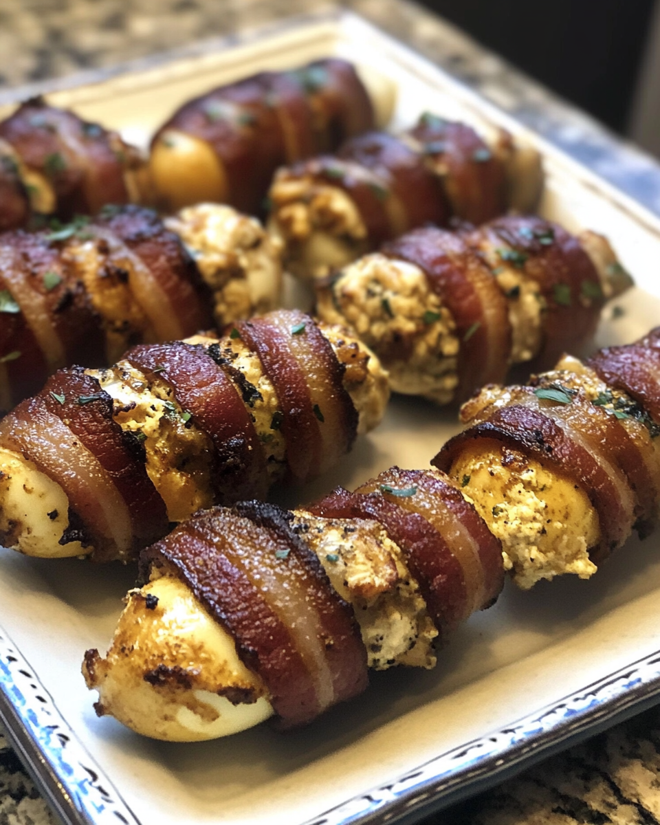 Pressure cooker with bubbling juicy bacon wrapped jalapeños inside