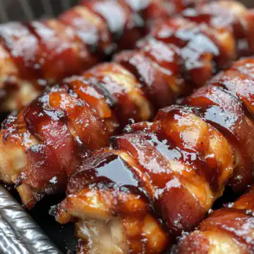 Bacon Wrapped Bbq Chicken Tenders taken with iphone 15 pro max --iw 2 --ar 4:5 --v 6.1 --raw