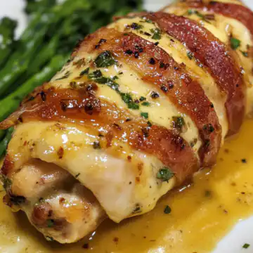 Bacon Wrapped Honey Mustard Chicken taken with iphone 15 pro max --iw 2 --ar 4:5 --v 6.1 --raw