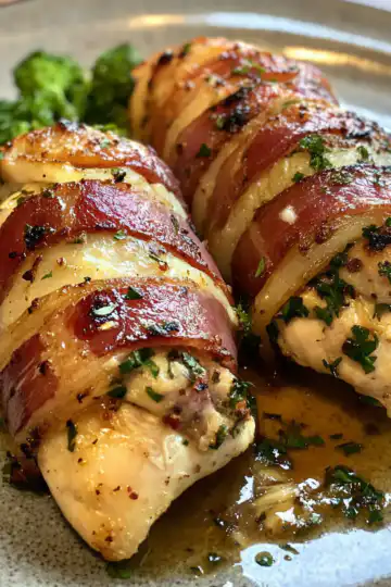 Bacon Wrapped Stuffed Chicken taken with iphone 15 pro max --iw 2 --ar 4:5 --v 6.1 --raw