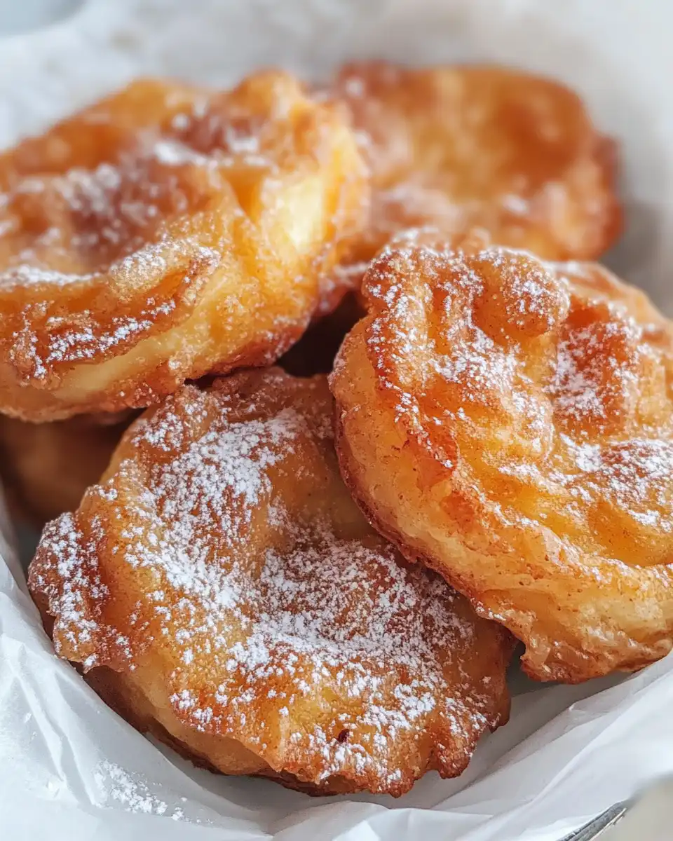 Golden baked apple fritters ready for serving fresh from the oven