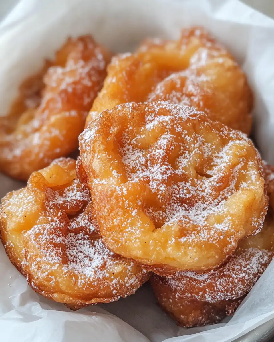 Close-up of golden baked apple fritters fresh from the pressure cooker