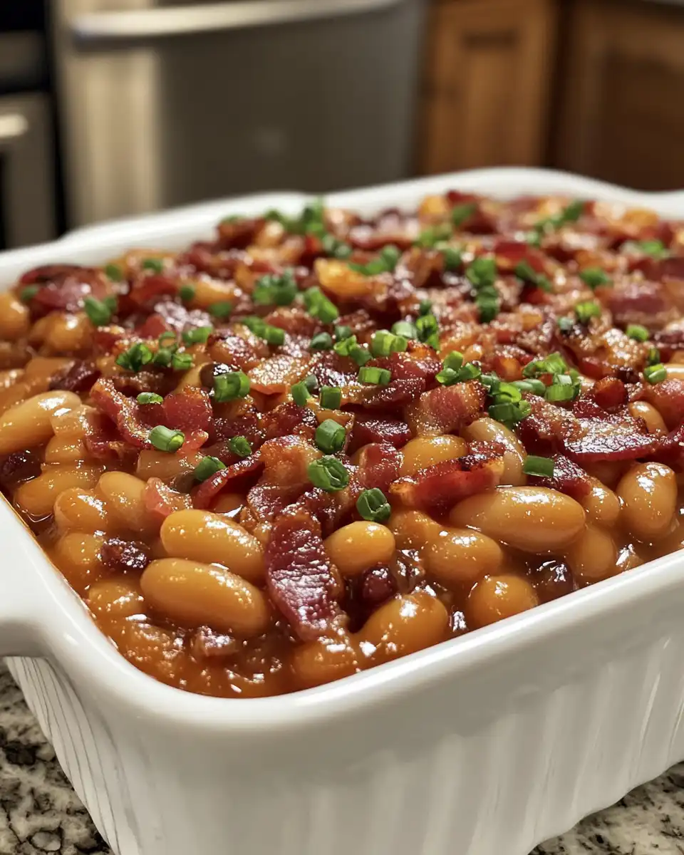 Ingredients for pressure cooker baked beans with bacon in bowls