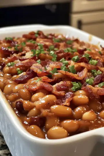Baked Beans With Bacon taken with iphone 15 pro max --iw 2 --ar 4:5 --v 6.1 --raw