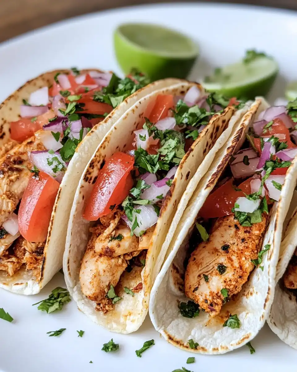 Close-up of chicken shawarma tacos showing tender spicy chicken and fresh toppings