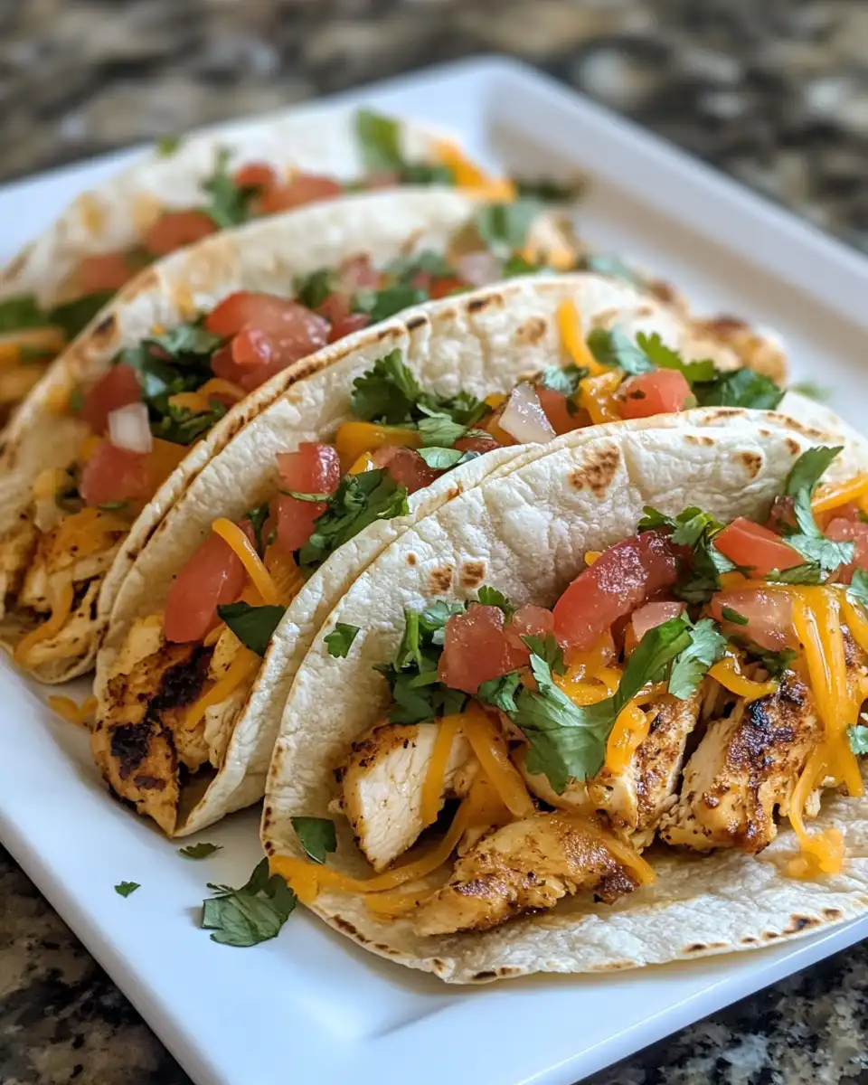 Ingredients for crispy baked salsa chicken tacos including shredded chicken, spices, salsa, and tortillas