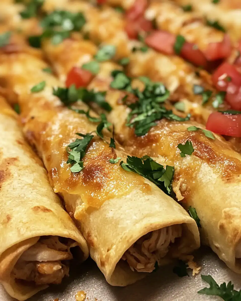 Baking chicken taquitos golden and crispy on parchment lined sheet