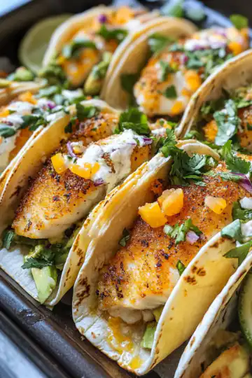 Baked Fish Tacos With Avocado taken with iphone 15 pro max --iw 2 --ar 4:5 --v 6.1 --raw