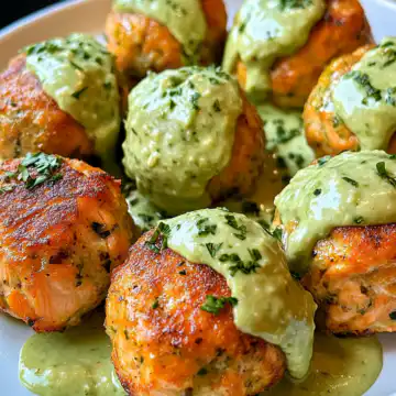 baked salmon meatballs avocado sauce taken with iphone 15 pro max --iw 2 --ar 4:5 --v 6.1 --raw