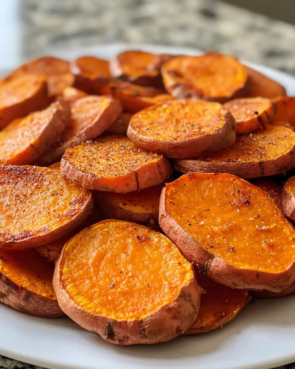 Fresh ingredients for baked sweet potato slices on kitchen counter