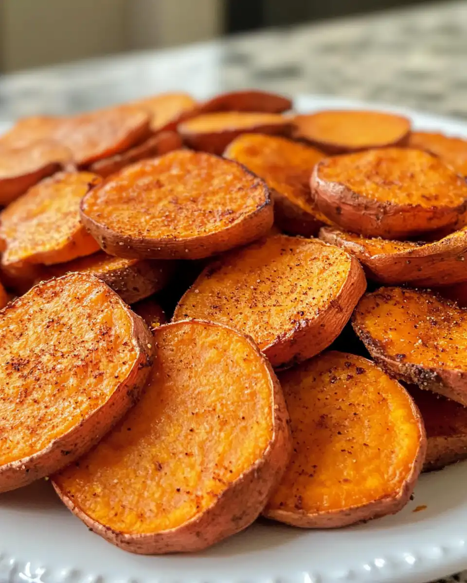 Golden baked sweet potato slices fresh and crispy