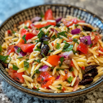 balsamic orzo salad taken with iphone 15 pro max --iw 2 --ar 4:5 --v 6.1 --raw