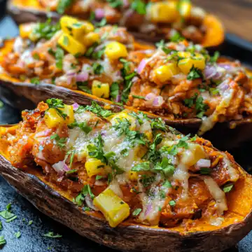 Bbq Chicken Elote Stuffed Sweet Potatoes taken with iphone 15 pro max --iw 2 --ar 4:5 --v 6.1 --raw