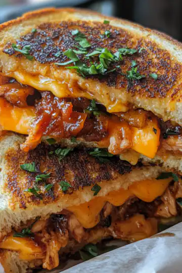 bbq chicken grilled cheese taken with iphone 15 pro max --iw 2 --ar 4:5 --v 6.1 --raw