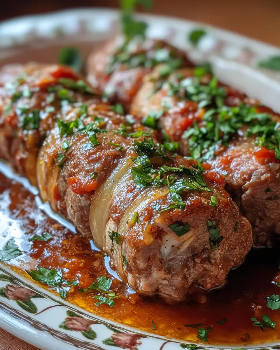 Pressure cooker with steam and beef braciole inside making dinner