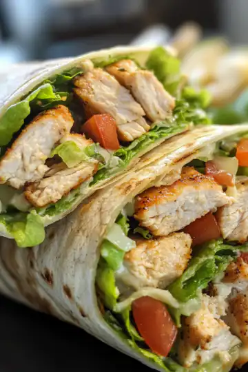 Best Chicken Caesar Wraps taken with iphone 15 pro max --iw 2 --ar 4:5 --v 6.1 --raw