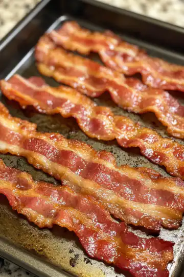 Best Oven Baked Bacon taken with iphone 15 pro max --iw 2 --ar 4:5 --v 6.1 --raw